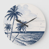 Kust Palm Tree Wall Clock -  Beach Art Grote Klok (Voorkant)