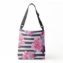 Kust Preppy Roze Pioen Gestreepte