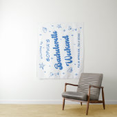 Kust Retro Strand Blauwe Bachelorette Wandkleed (In situ)