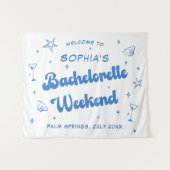 Kust Retro Strand Blauwe Bachelorette Wandkleed (Voorkant (horizontaal))