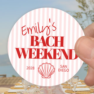Kust Rode Gestreepte Bach Weekend Shell Ronde Sticker