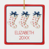 Kust Rode Krab Kerstkous Keramisch Ornament (Achterkant)