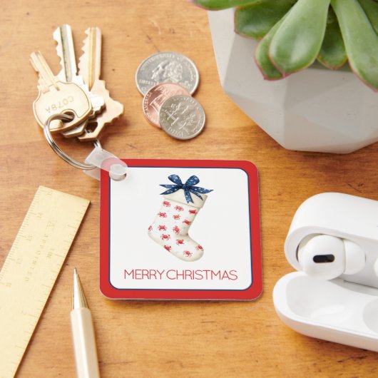 Kust Rode Krab Kerstkous Sleutelhanger (Bureau)