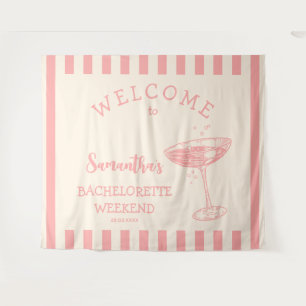 Kust Roze Bachelorette Feest Achtergrond Cocktail Wandkleed