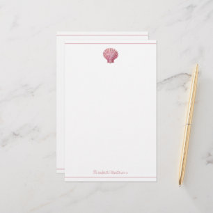 Kust Roze Schelp op Witte Persoonlijke Uitvoering Briefpapier