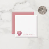 Kust Roze Zeeschelp op Wit Gepersonaliseerd Notitiekaartje (Voorkant / Achterkant in situ)