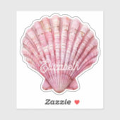 Kust Roze Zeeschelp op Wit Gepersonaliseerd Sticker (Vel)