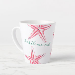 Kust Roze Zeester Aquarel Kunst Latte Mok