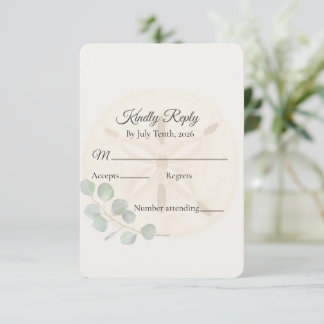 Kust Sand Dollar Huwelijk RSVP Kaartje