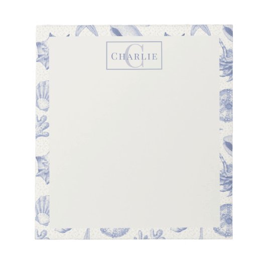 Kust Schelpschets, Op Maat Gemaakt Monogram Hond H Notitieblok (Voorkant)