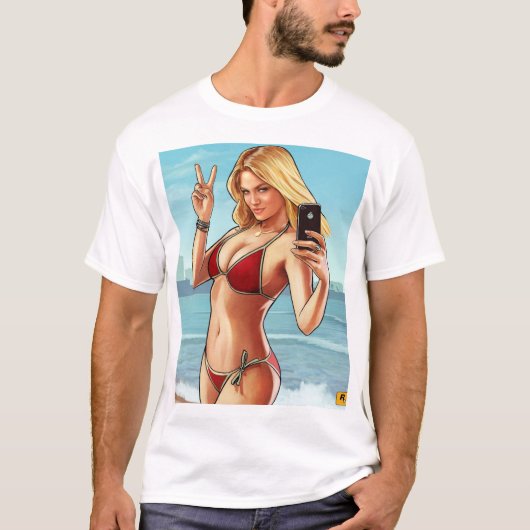 Kust Selfie Babe T-shirt (Voorkant)