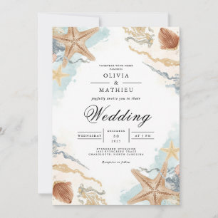 Kust Starfish Waterverf Beach Wedding Kaart
