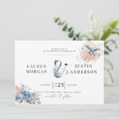 kust strand Elegante bruiloft uitnodiging (Staand voorkant)