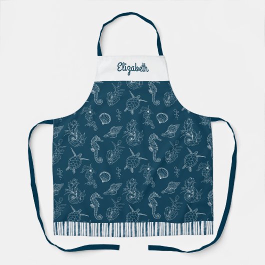  kust strand Navy blauw Schort (Voorkant)