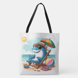 Kust / strand schattige cartoon haai draagtas