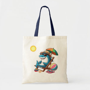 Kust / strand schattige cartoon haai tote bag
