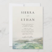 Kust Strand Tide Pool Ecru Groen Elegante bruiloft Kaart (Voorkant)