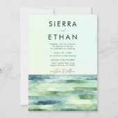 Kust Strand Tide Pool Zee Green Stripes Wedding Kaart (Voorkant)