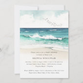 Kust Strand Zee Zand Aquarel Baby Shower Kaart (Voorkant)