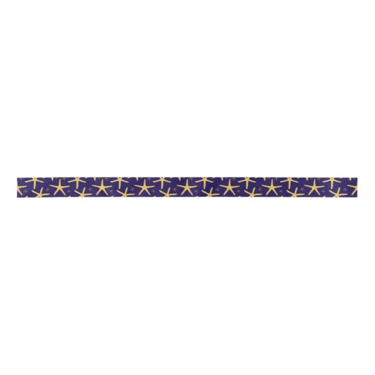 Kust Strand Zeester Patroon Marine Blauw Lint (Voorkant)