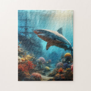 Kust/tijgerhaai op zee & koraalrif legpuzzel