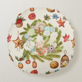 Kust Tropisch Eiland Kerstkrans Rond Kussen