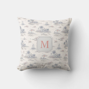 Kust Tropisch Frans Toile Monogram Naam Kussen