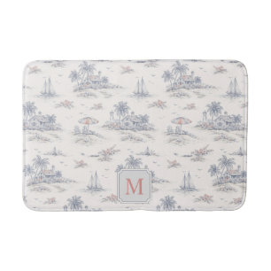 Kust Tropisch Frans Toile Patroon Monogram Badmat