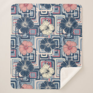 Kust Tropisch Hibiscus Patroon (10) Sherpa Deken