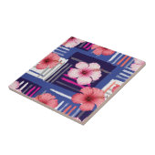 Kust Tropisch Hibiscus Patroon (12) Tegeltje (Zijkant)