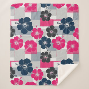 Kust Tropisch Hibiscus Patroon (13) Sherpa Deken