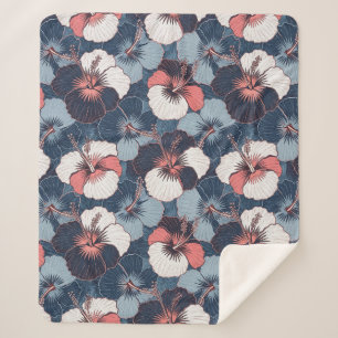 Kust Tropisch Hibiscus Patroon (14) Sherpa Deken