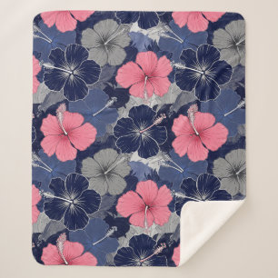 Kust Tropisch Hibiscus Patroon (2) Sherpa Deken