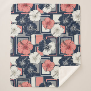 Kust Tropisch Hibiscus Patroon (4) Sherpa Deken