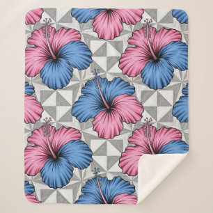 Kust Tropisch Hibiscus Patroon (5) Sherpa Deken