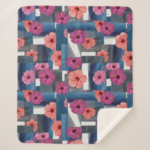 Kust Tropisch Hibiscus Patroon (9) Sherpa Deken