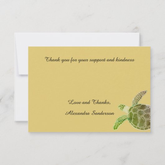 Kust Tropische Groene Zeeschildpad Bedankkaart (Achterkant)