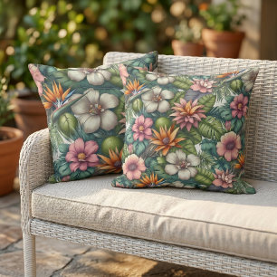 Kust Tropische Hibiscus Bloemendecoratie Buitenkussen
