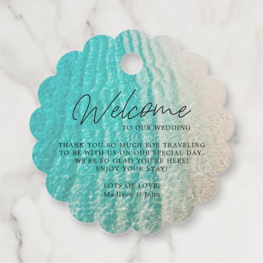 Kust tropische zomer strand bruiloft welkom bedankjes labels (Achterkant)