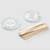 kust turquoise bruiloft programma Hand Fan Handwaaier (Niet-gemonteerd)