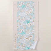 kust turquoise zandstrand Monogram strandlaken (Voorkant)