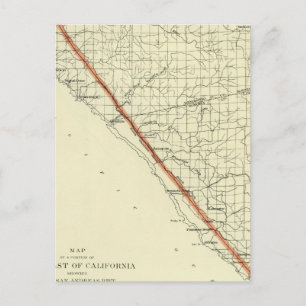 Kust van Californië met San Andreas Rift Briefkaart