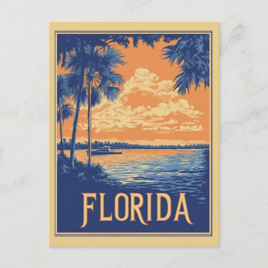  kust van Florida Sunset Palm Tree Travel Briefkaart (Voorkant)