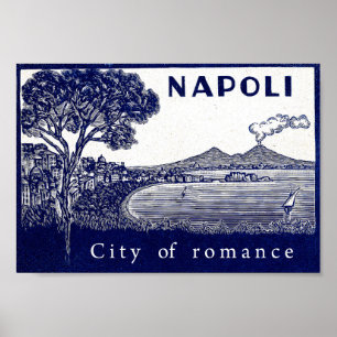 Kust van Napels, Italië, stad, romantiek, vulkaan Poster