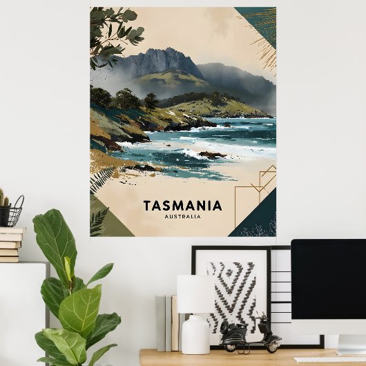 kust van Tasmanië Poster (Thuiskantoor)
