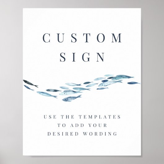 Kust Vis Bewerkbaar 8x10 Trouwbord Sjabloon Poster (Voorkant)