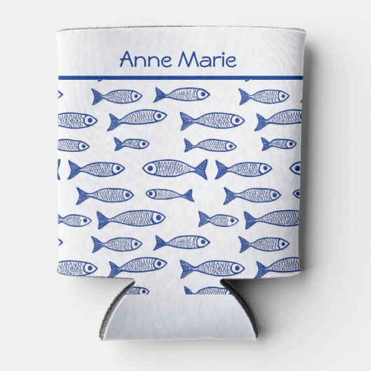 Kust Vis Blauw en Witte Bruid Bachelorette Blikjeskoeler (Voorkant)