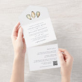 Kust Waterverf Oester Bruiloft All In One Uitnodiging (Afscheurbaar)