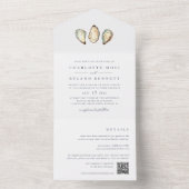 Kust Waterverf Oester Bruiloft All In One Uitnodiging (Binnen)