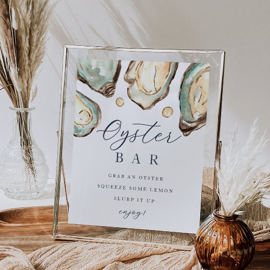 Kust Waterverf Oyster Bar Sign Poster